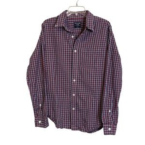 Abercrombie & Fitch Red Blue Checkered Long Sleeve Cotton Shirt Mens Size Large